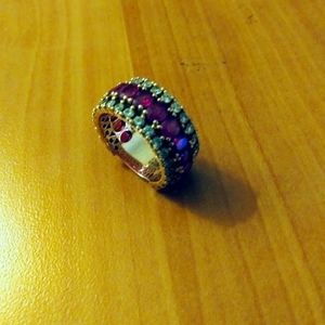 Antique womens 18 K Gold diamond and ruby ring